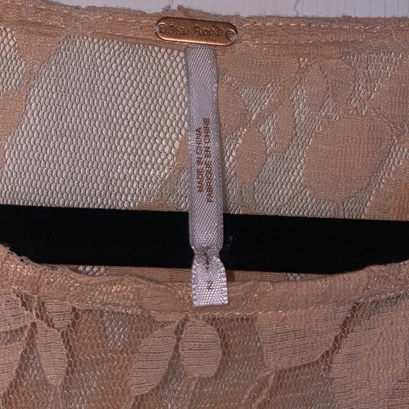 Free People dress. Sheer leaf patterned overlay; attached slip - Picture 5 of 6